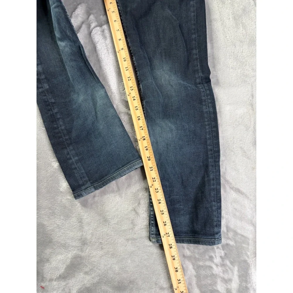 VTG USA 7 For All Mankind Jeans Slimmy Mens 31x28 Blue Embroidered Stretch